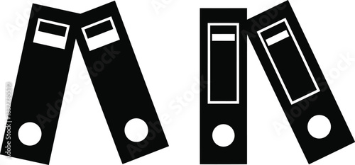 Black and white illustration of office binders for document organization