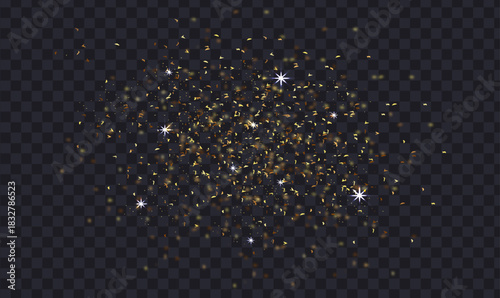 Christmas glowing vector illustration, Gold Christmas garland on transparent background, new year light effect elements for banner, poster, flyer and card. Horizontal yellow wires shining, star,