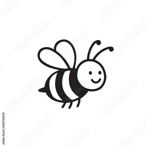 Cute Cartoon Bee With Happy Face insect animal
