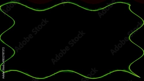 Abstract Green Neon Frame on Black Background