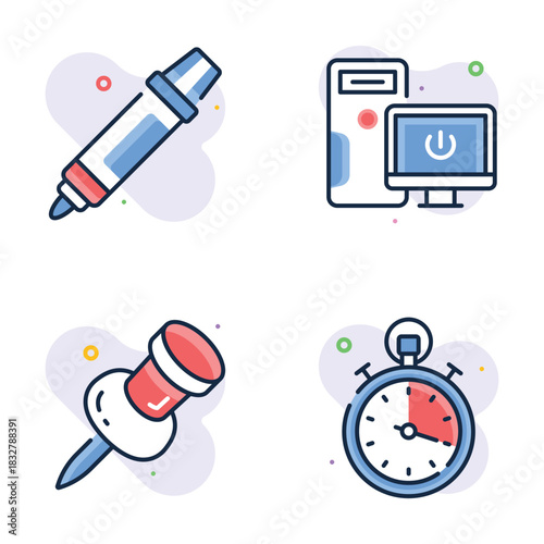 Take a look at this amazing flat outline icons of school supplies