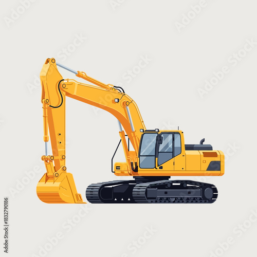 Vibrant yellow excavator illustration representing construction activities and heavy equipment