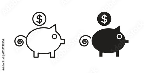 Piggy bank icon. filled flat sign for mobile concept and web design