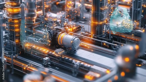 Futuristic Industrial Complex with Intricate Structures and Glowing Details