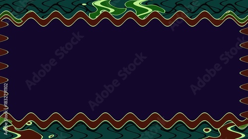 Abstract Wavy Frame Design: Green, Brown, and Dark Purple Palette