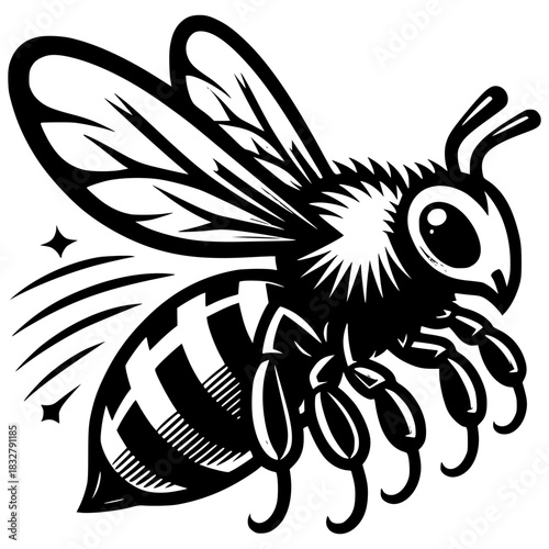 Abstract black fish and bird vector illustration logo