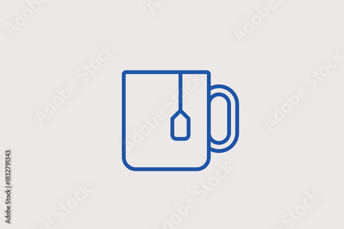  tea cup  illustration in line style design. Vector illustration.	