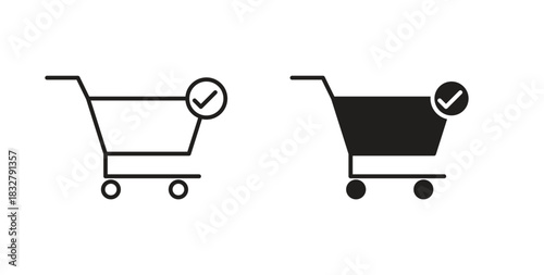 Shopping cart check icon. filled flat sign for mobile concept and web design