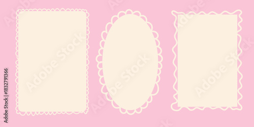 Soft pastel rectangular coquette frame set. Feminine shapes for invitation designs