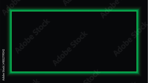 Green Neon Glow Frame on Black Background