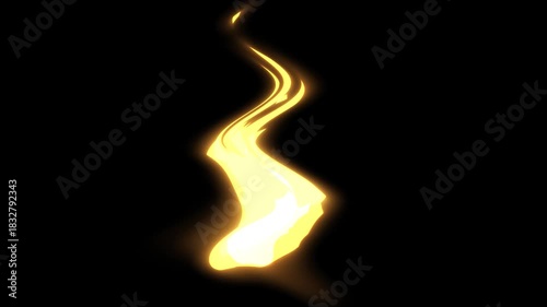 Waving flame of fire on black background, abstract.