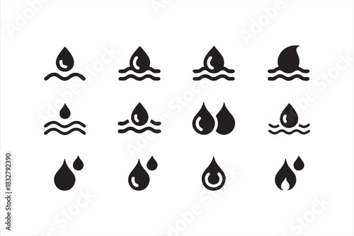 Minimal liquid drop graphics for environmental layouts and wellness campaigns