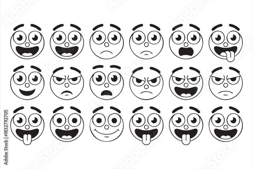Cartoon emotion faces for messaging apps, playful branding, and online content