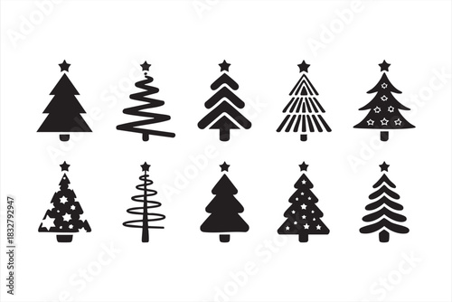 Festive tree silhouettes for winter promotions and holiday creative projects