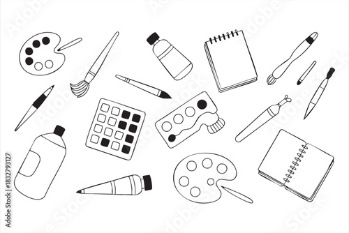 Sketch and painting tool graphics for educational materials and workshop design