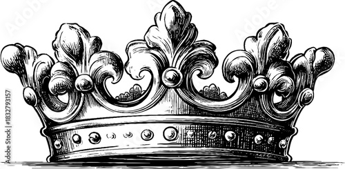 Intricate baroque crown ornament engraving for elegant designs