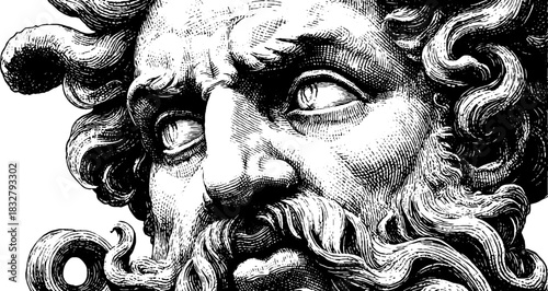 Ornate baroque sculptural mask concept for vintage design projects