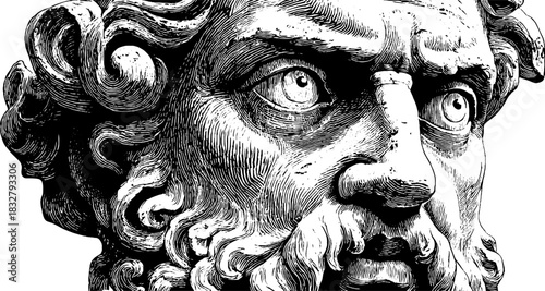 Intricate baroque sculptural mask engraving for decorative design