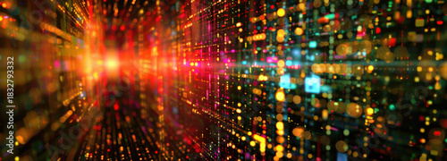 Wallpaper Mural Digital Luminescence: An abstract, high-tech panorama showcases an intricate, luminous network of data streams, reflecting a dynamic vision of digital connectivity. Torontodigital.ca