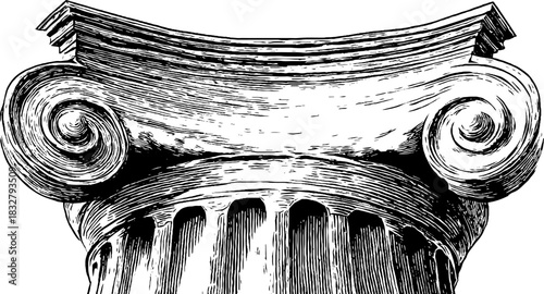 Classical architecture decorative column capital engraving for design projects