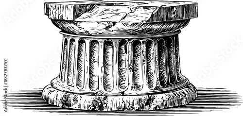 Vintage engraved illustration of classical pilaster base design for architectural art