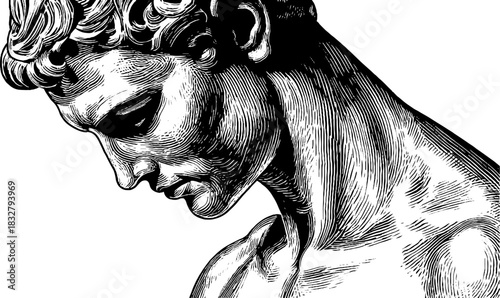 Classical statue art - vintage engraved illustration of ancient sculpture