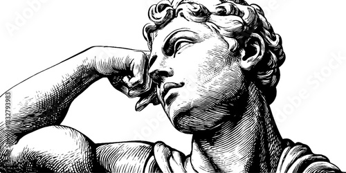 Classical statue decorative engraved illustration for artistic design