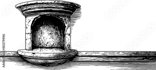 Classical wall niche decorative design - vintage engraved illustration for architectural decor