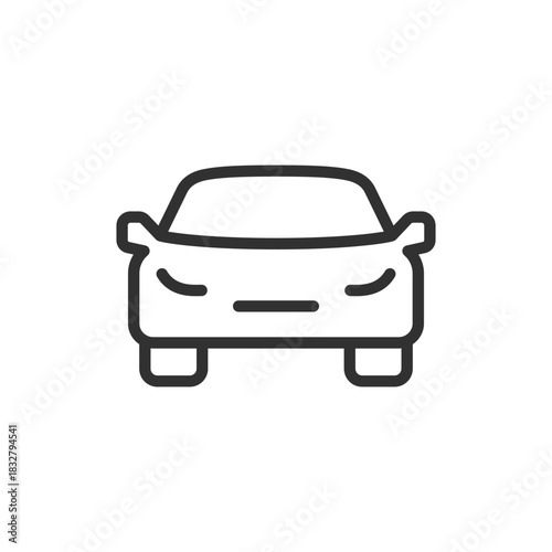 Car front view, linear icon. Vehicle and transport concept. Line with editable stroke.