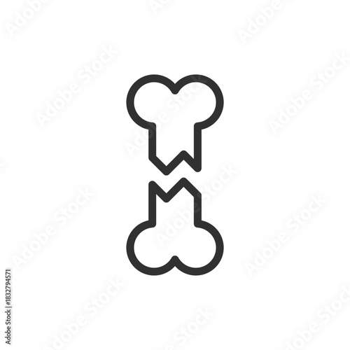 Broken bone, linear icon. Fracture and medical injury concept. Line with editable stroke.