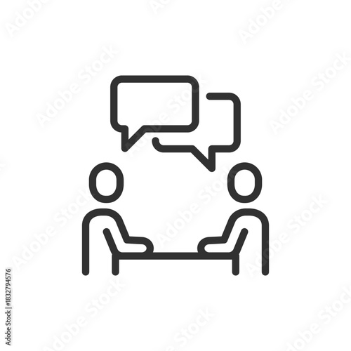 Two people talking, linear icon. Business communication and negotiation. Line with editable stroke.