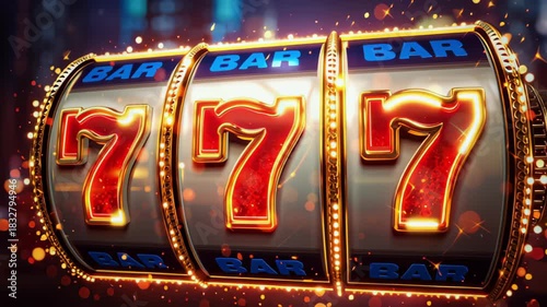 Classic vintage casino slot machine winning jackpot. 