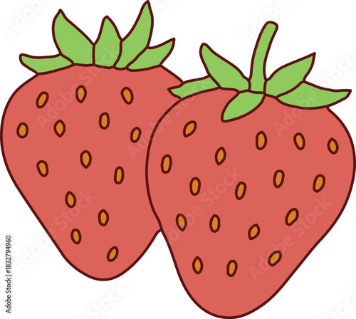 Two strawberries with seeds