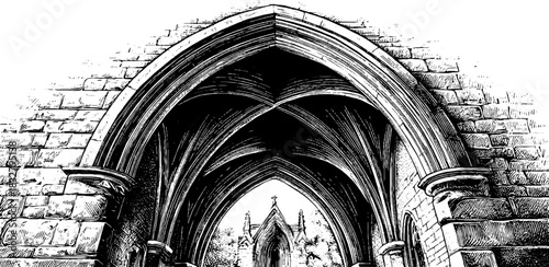 Gothic rib vault segment decorative design for architectural studies