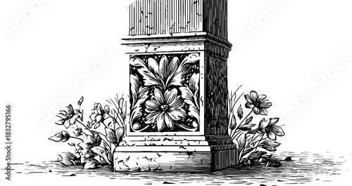 Decorative gothic tracery panel with floral ornamentation, design for historical decor