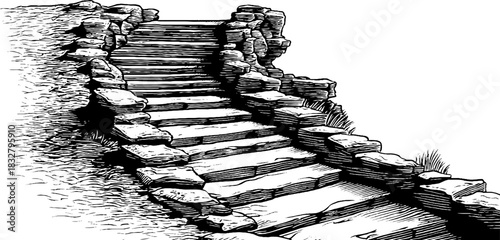 Intricate medieval stone staircase engraving for historical design and decor inspiration