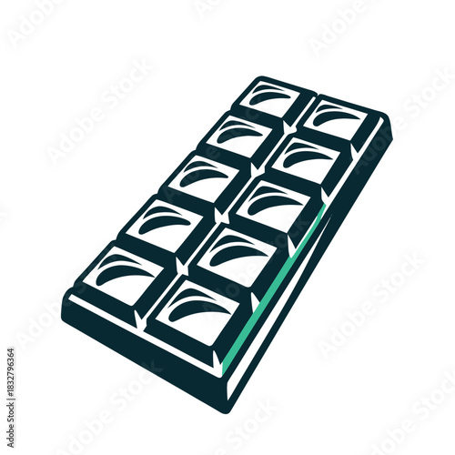 Teal and Black Chocolate Bar Graphic Icon