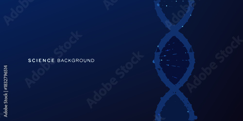 Abstract dna strand on dark blue background for science or medical use