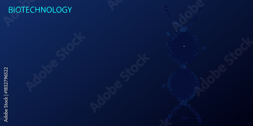 Abstract dna strand on dark blue background for biotechnology concepts
