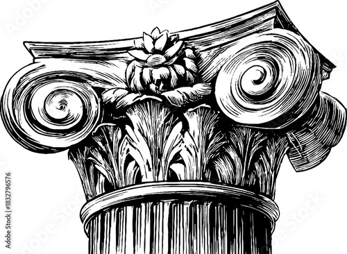 Intricate renaissance column capital engraving for decorative design and architectural study