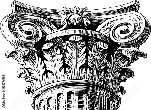 Intricate renaissance column capital design for architectural art projects