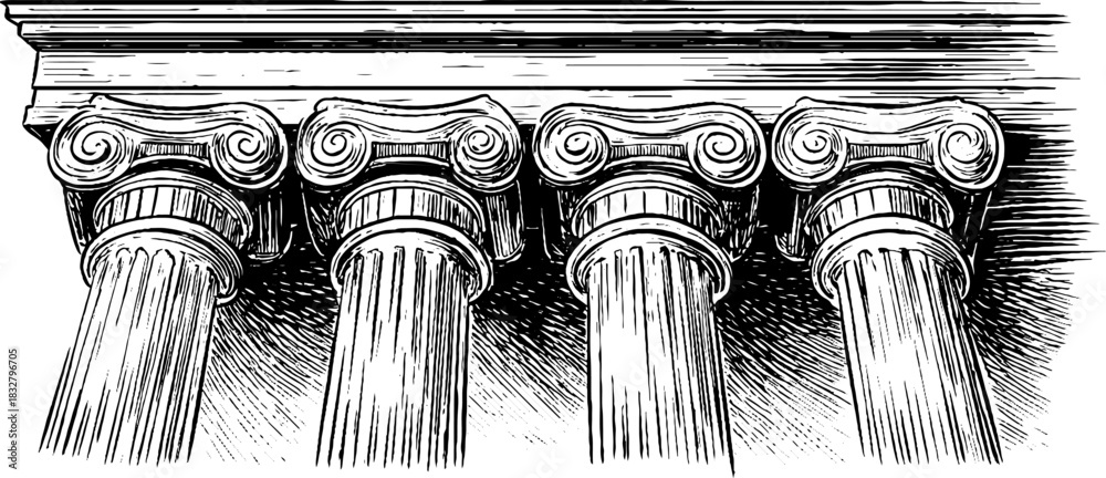 Fototapeta premium Renaissance entablature sketch featuring classical architectural columns