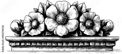 Renaissance facade ornament with floral motif - decorative design for architectural elements