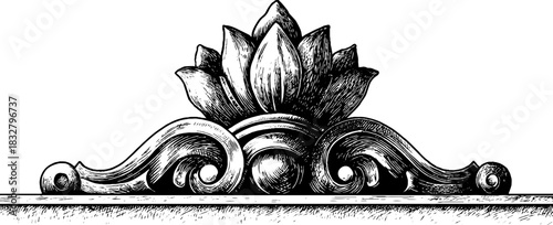 Engraved renaissance ornamental facade design for decorative purposes