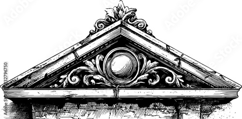 Renaissance frontal pediment decorative design for architectural print and art