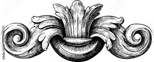 Renaissance decorative ornament - detailed engraving for design and decor