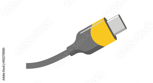 Close-up illustration of a USB-C cable connector with a yellow accent band.