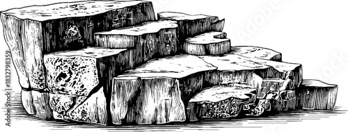 Ancient stone platform engraving - decorative illustration for historical and artistic themes