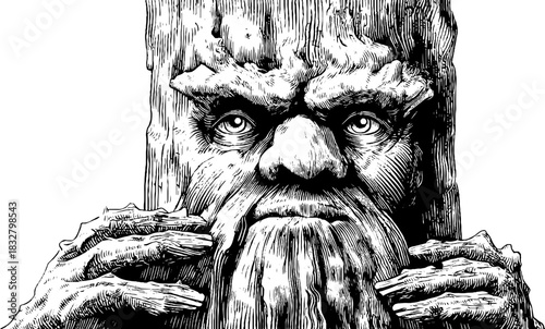 Intricate earth guardian spirit illustration reflecting nature's mystical essence for design and decor