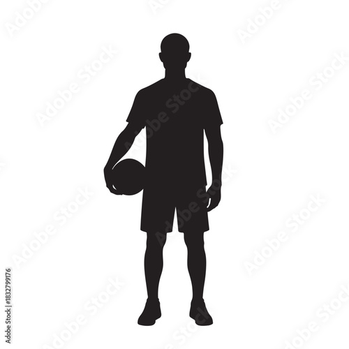 Silhouette of man holding a basketball player male